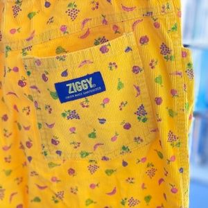 rare 80s Ziggy bright fruit printed corduroy pants